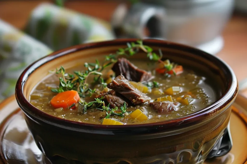 Recipe for soup using leeks and beef