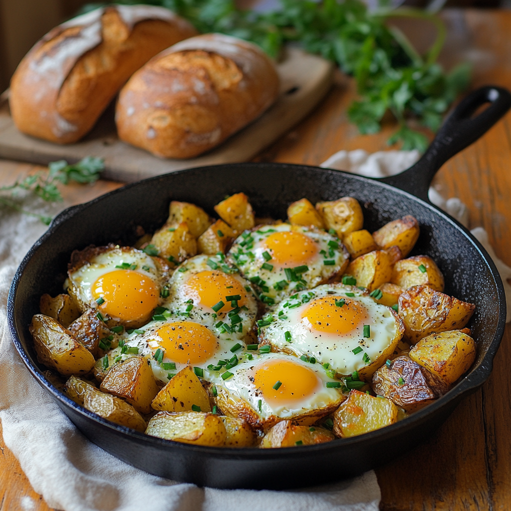 Breakfast Skillet with Roasted Potatoes and Eggs
